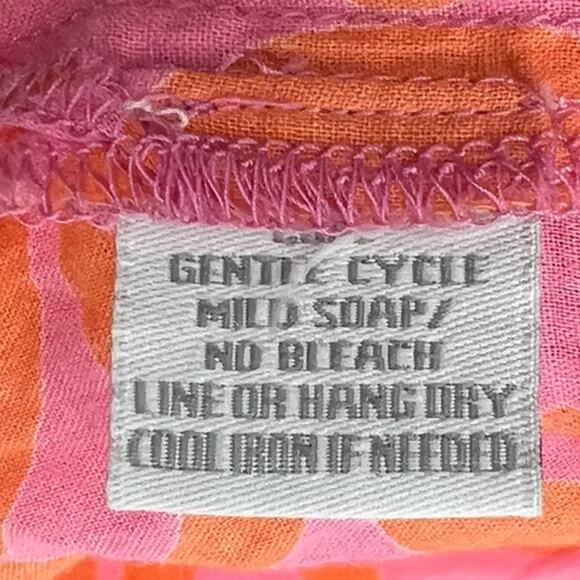 SEE DESIGNS Orange & Pink Button Up Short Sleeve Lounge Shirt SZ SM - Picture 11 of 11